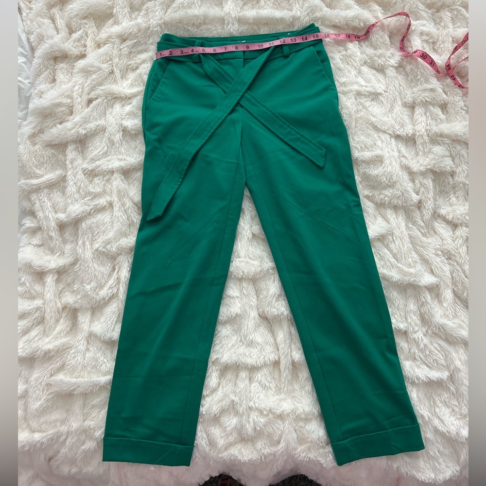 LOFT Vibrant Green belted Straight Leg Pants